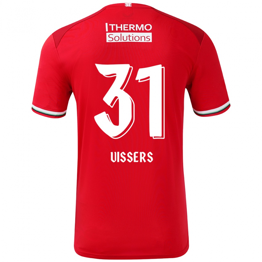 Uomo Maglia Kiki Vissers #31 Rosso Bianco Kit Gara Home 2024/25 Maglietta