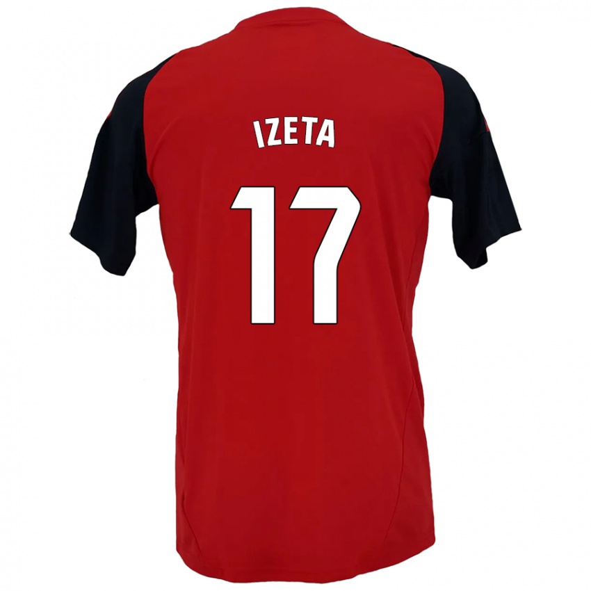 Uomo Maglia Urko Izeta #17 Rosso Nero Kit Gara Home 2024/25 Maglietta