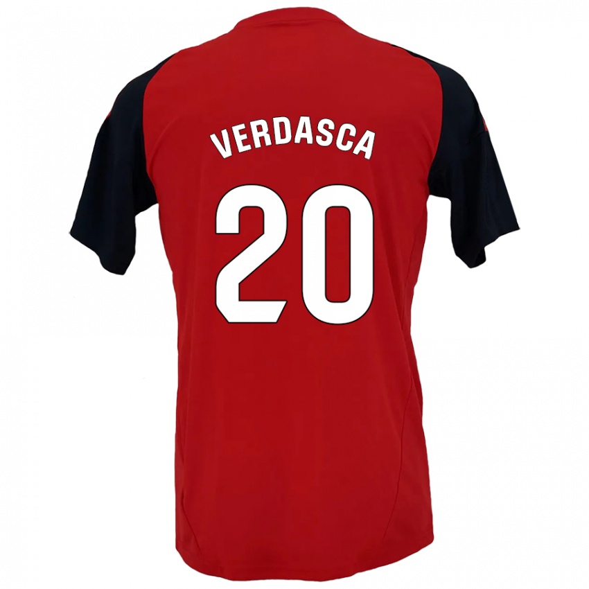 Uomo Maglia Diogo Verdasca #20 Rosso Nero Kit Gara Home 2024/25 Maglietta