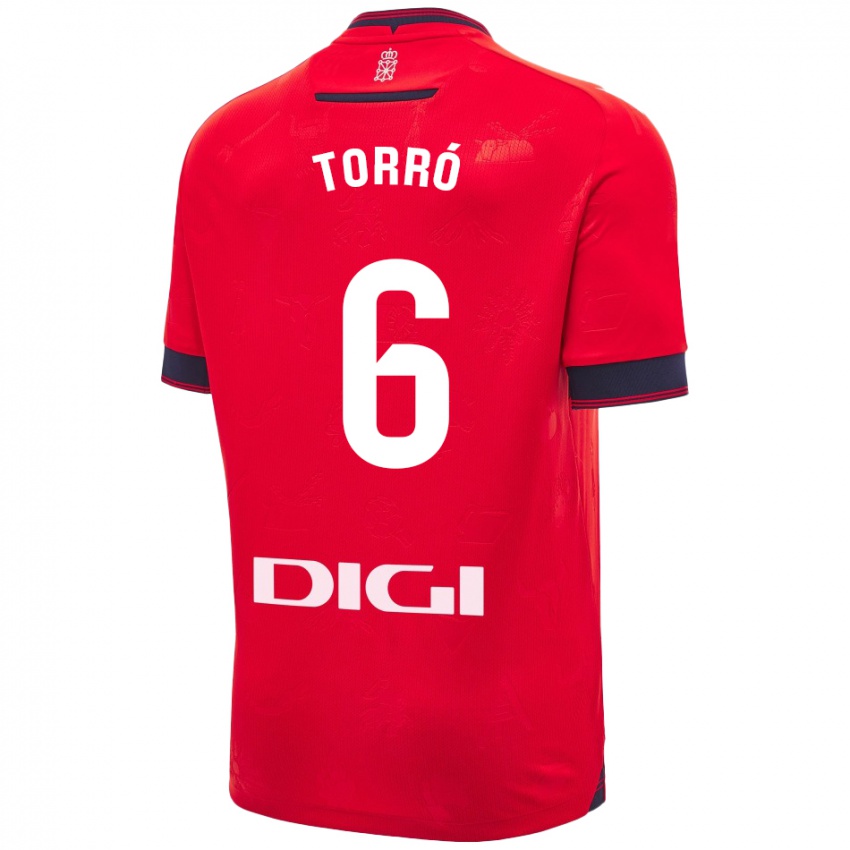 Uomo Maglia Lucas Torró #6 Rosso Bianco Kit Gara Home 2024/25 Maglietta