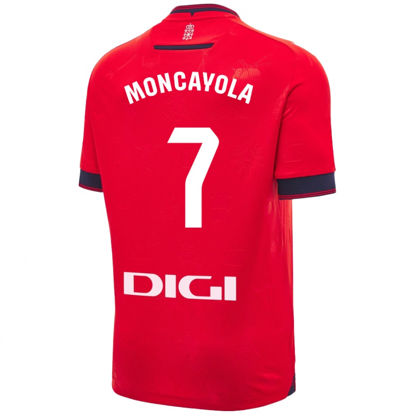 Uomo Maglia Jon Moncayola #7 Rosso Bianco Kit Gara Home 2024/25 Maglietta