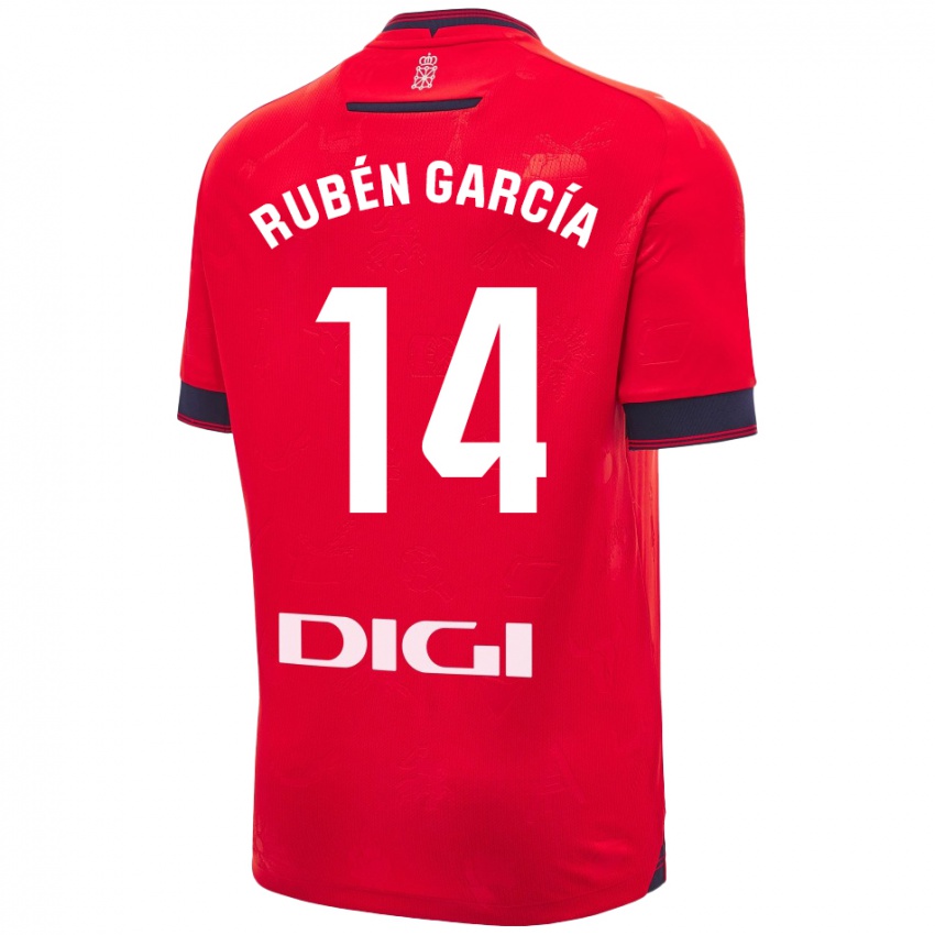 Uomo Maglia Rubén García #14 Rosso Bianco Kit Gara Home 2024/25 Maglietta