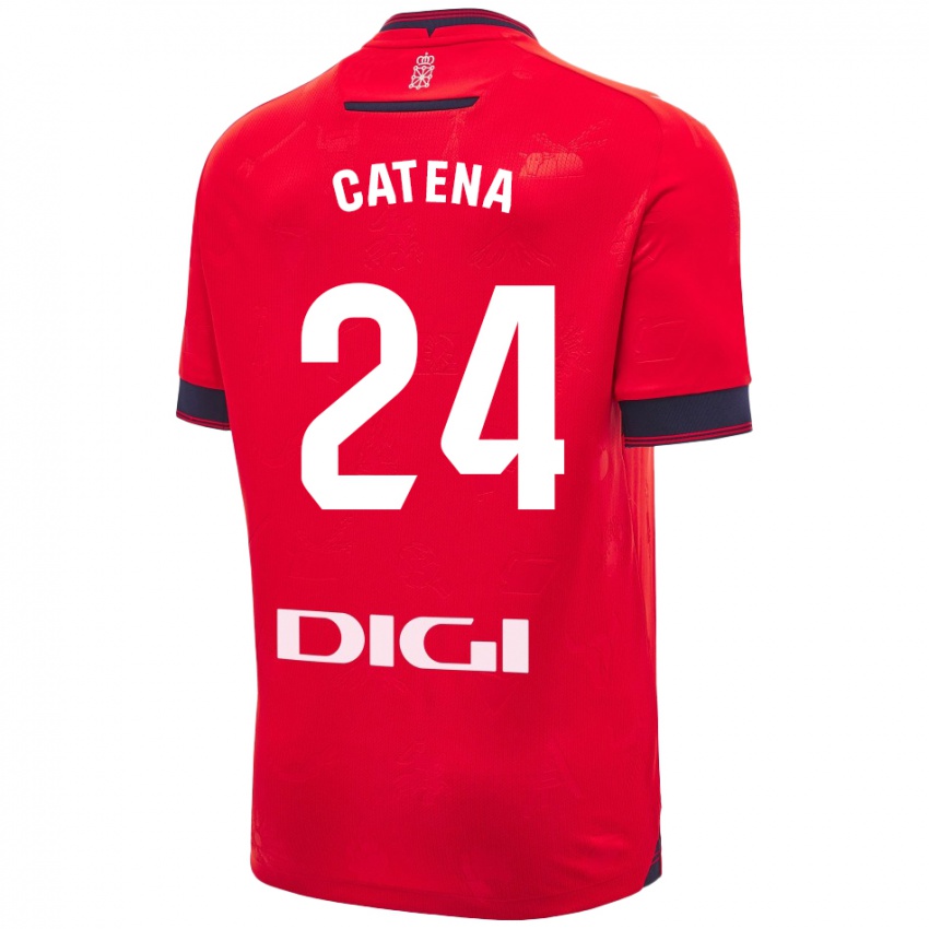 Uomo Maglia Alejandro Catena #24 Rosso Bianco Kit Gara Home 2024/25 Maglietta