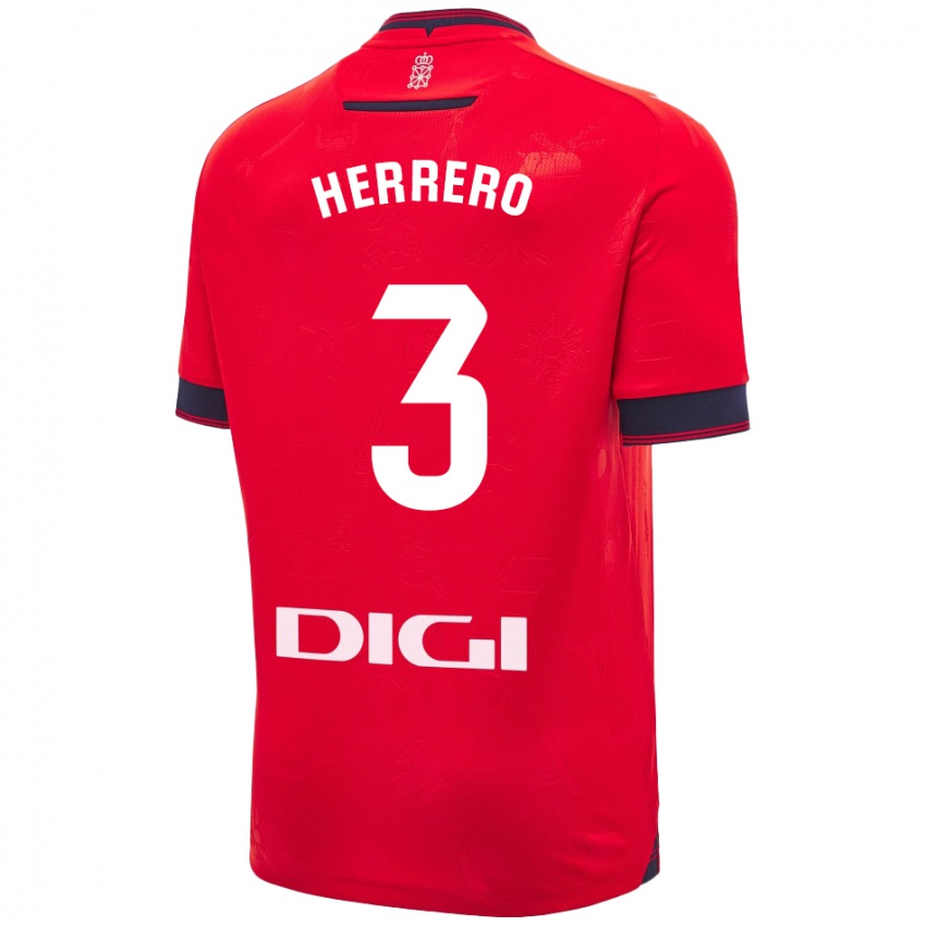 Uomo Maglia Toni Herrero #3 Rosso Bianco Kit Gara Home 2024/25 Maglietta