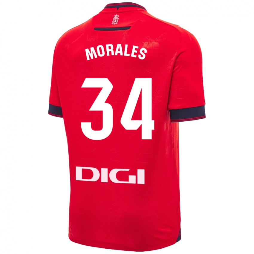 Uomo Maglia Anai Morales #34 Rosso Bianco Kit Gara Home 2024/25 Maglietta