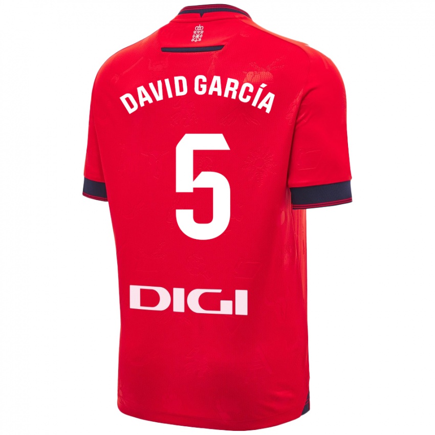 Uomo Maglia David García #5 Rosso Bianco Kit Gara Home 2024/25 Maglietta