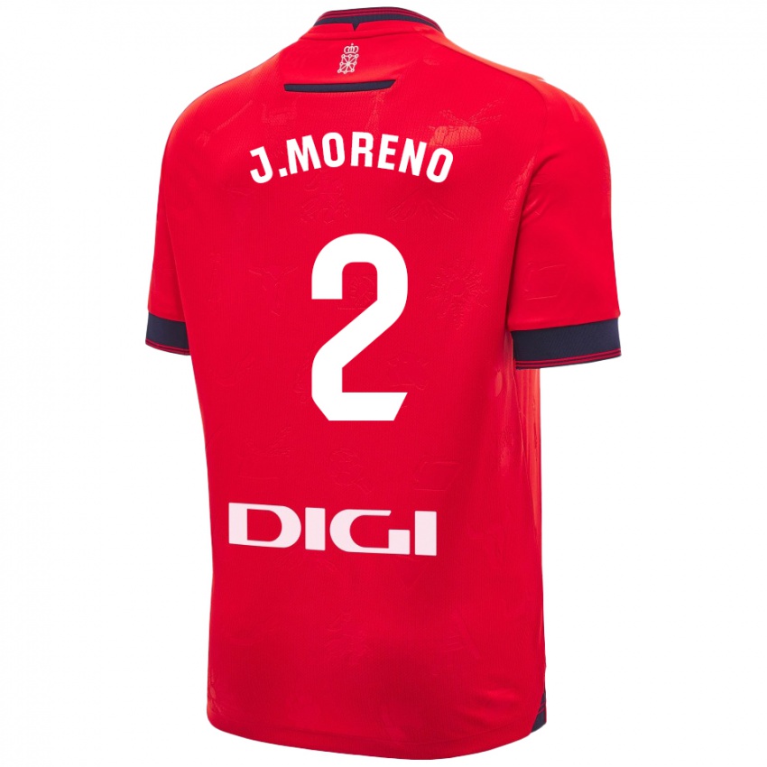 Uomo Maglia Jorge Moreno #2 Rosso Bianco Kit Gara Home 2024/25 Maglietta