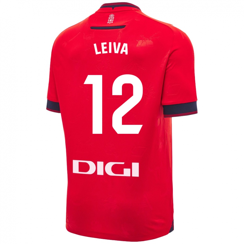 Uomo Maglia Álvaro Leiva #12 Rosso Bianco Kit Gara Home 2024/25 Maglietta