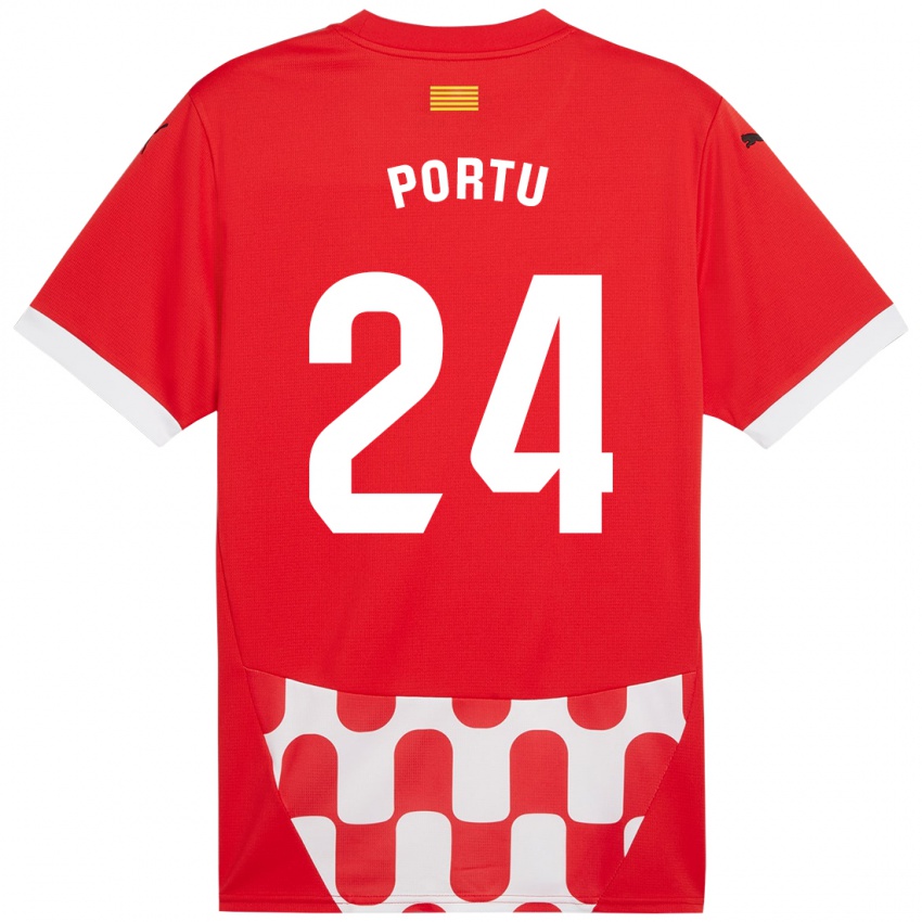 Uomo Maglia Portu #24 Rosso Bianco Kit Gara Home 2024/25 Maglietta