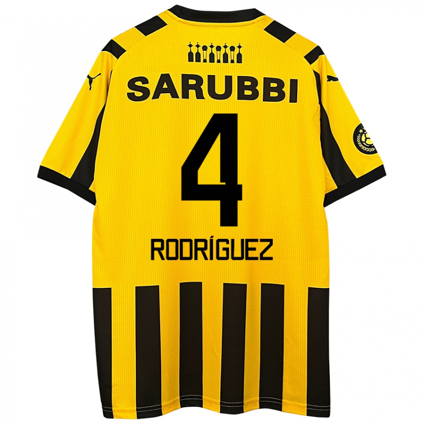 Uomo Maglia Guzmán Rodríguez #4 Giallo Nero Kit Gara Home 2024/25 Maglietta