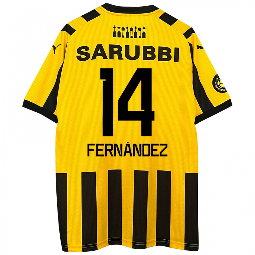 Uomo Maglia Faustino Fernández #14 Giallo Nero Kit Gara Home 2024/25 Maglietta