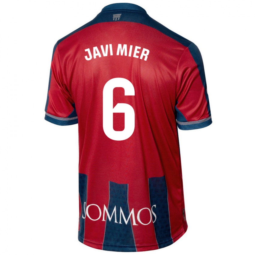 Uomo Maglia Javi Mier #6 Rosso Blu Kit Gara Home 2024/25 Maglietta