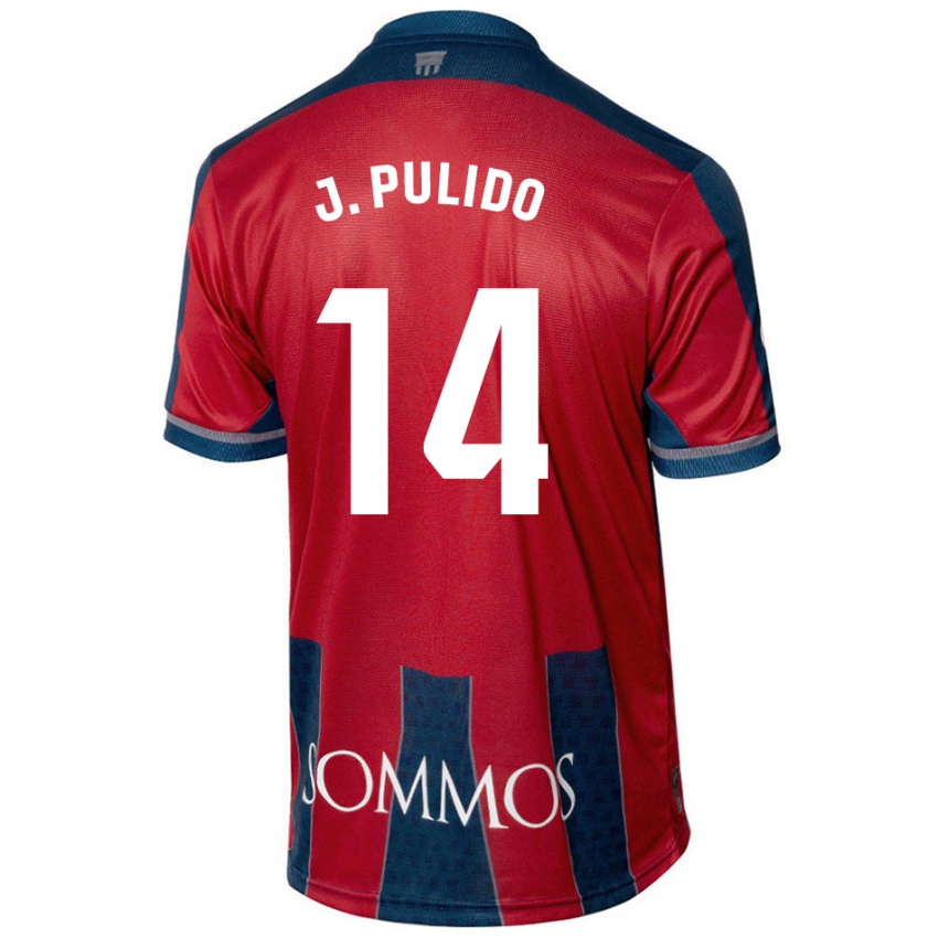 Uomo Maglia Jorge Pulido #14 Rosso Blu Kit Gara Home 2024/25 Maglietta