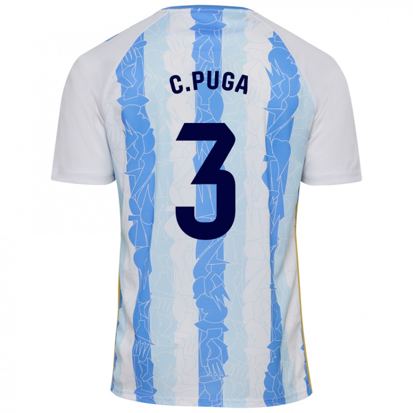 Uomo Maglia Carlos Puga #3 Bianco Blu Kit Gara Home 2024/25 Maglietta