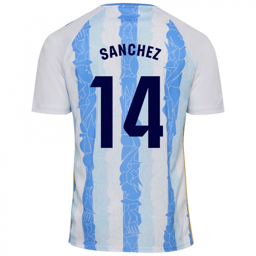 Uomo Maglia Rubén Sánchez #14 Bianco Blu Kit Gara Home 2024/25 Maglietta