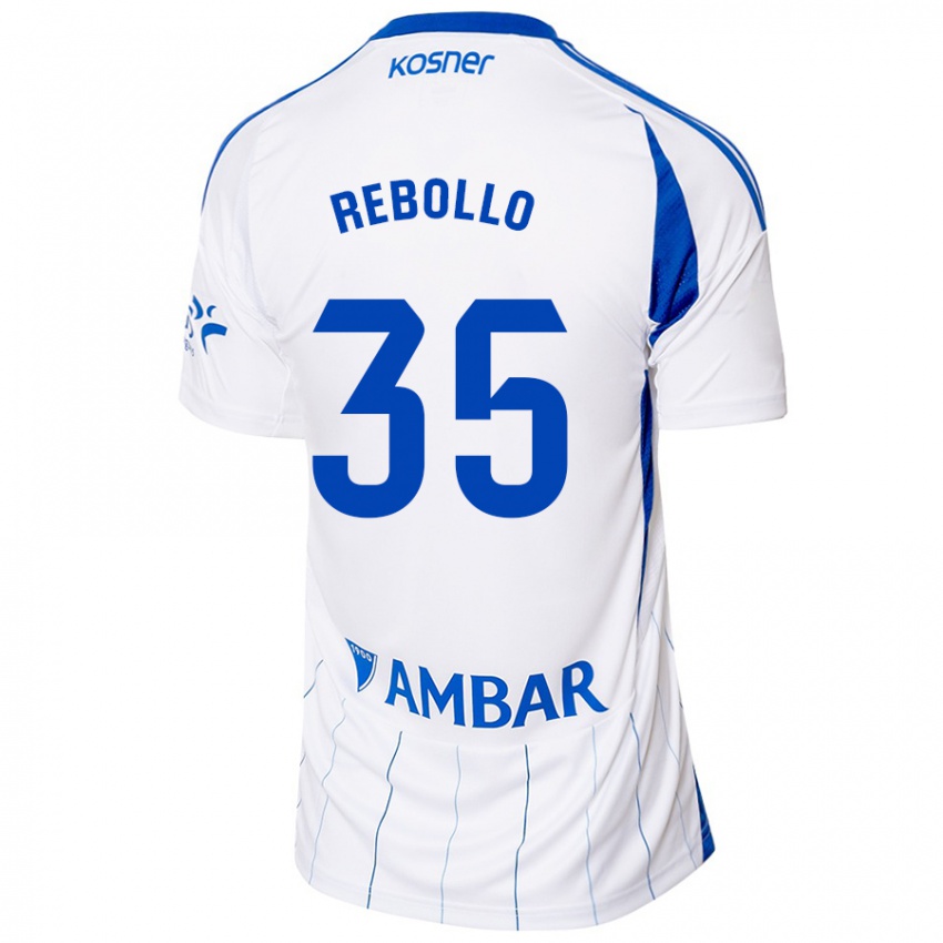 Uomo Maglia Dani Rebollo #35 Rosso Bianco Kit Gara Home 2024/25 Maglietta