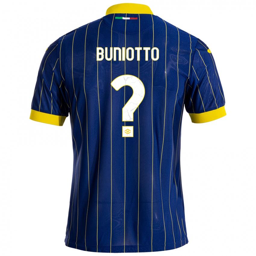 Uomo Maglia Mattia Buniotto #0 Blu Giallo Kit Gara Home 2024/25 Maglietta