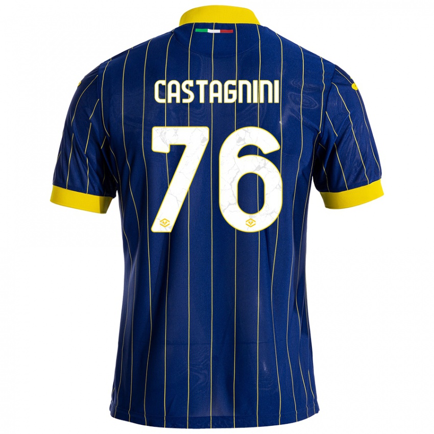 Uomo Maglia Mirko Castagnini #76 Blu Giallo Kit Gara Home 2024/25 Maglietta