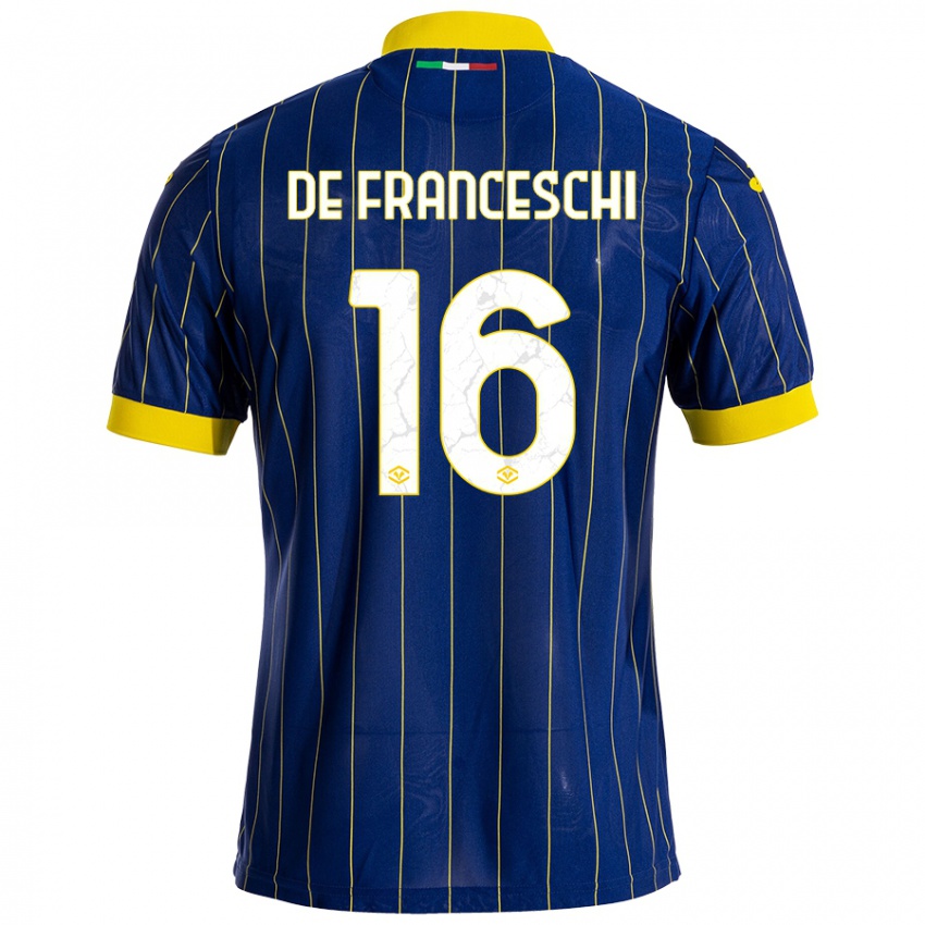 Uomo Maglia Edoardo De Franceschi #16 Blu Giallo Kit Gara Home 2024/25 Maglietta