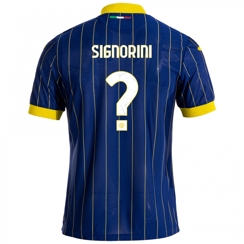 Uomo Maglia Simone Signorini #0 Blu Giallo Kit Gara Home 2024/25 Maglietta