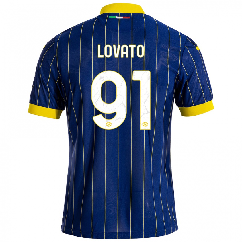 Uomo Maglia Enrico Lovato #91 Blu Giallo Kit Gara Home 2024/25 Maglietta