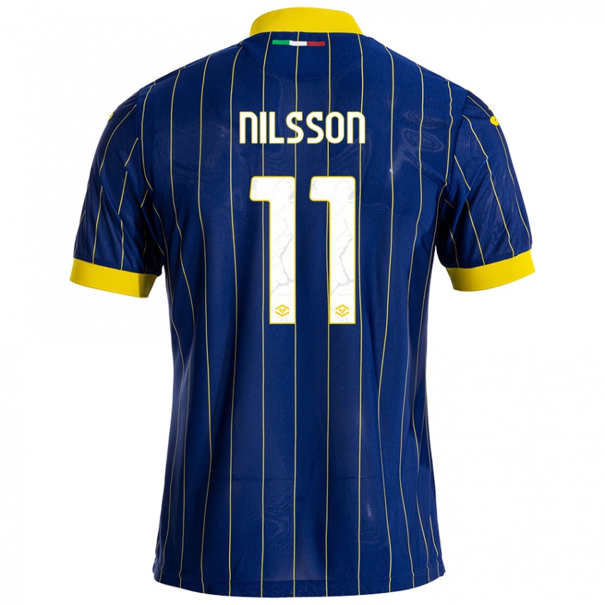 Uomo Maglia Sara Nilsson #11 Blu Giallo Kit Gara Home 2024/25 Maglietta