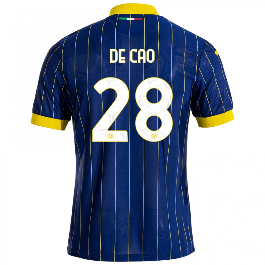 Uomo Maglia Elena De Cao #28 Blu Giallo Kit Gara Home 2024/25 Maglietta