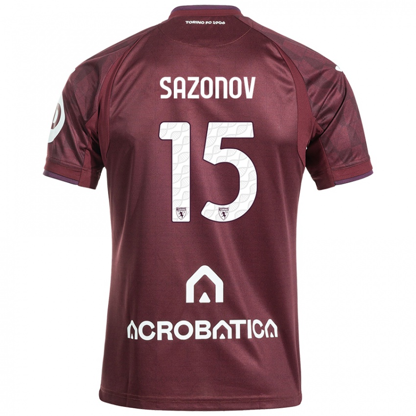 Uomo Maglia Saba Sazonov #15 Marrone Bianco Kit Gara Home 2024/25 Maglietta