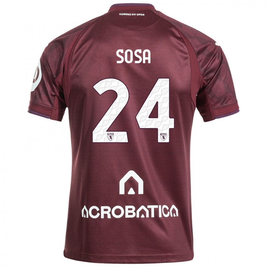 Uomo Maglia Borna Sosa #24 Marrone Bianco Kit Gara Home 2024/25 Maglietta