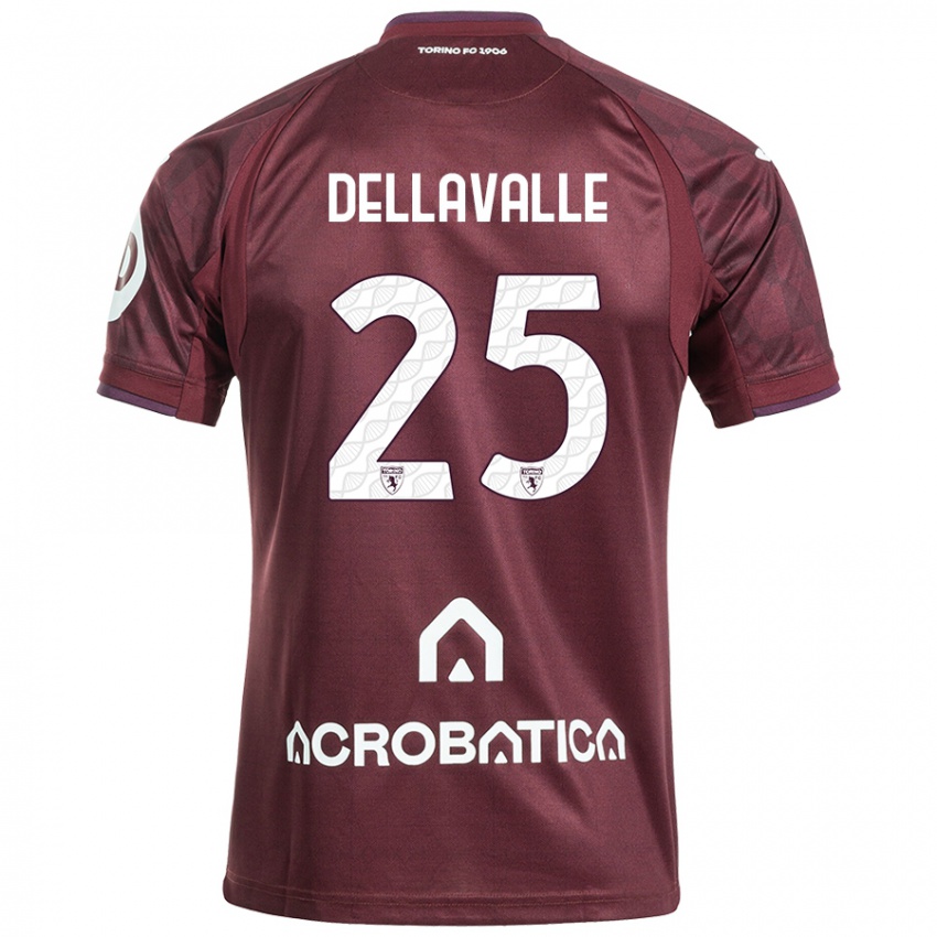 Uomo Maglia Alessandro Dellavalle #25 Marrone Bianco Kit Gara Home 2024/25 Maglietta