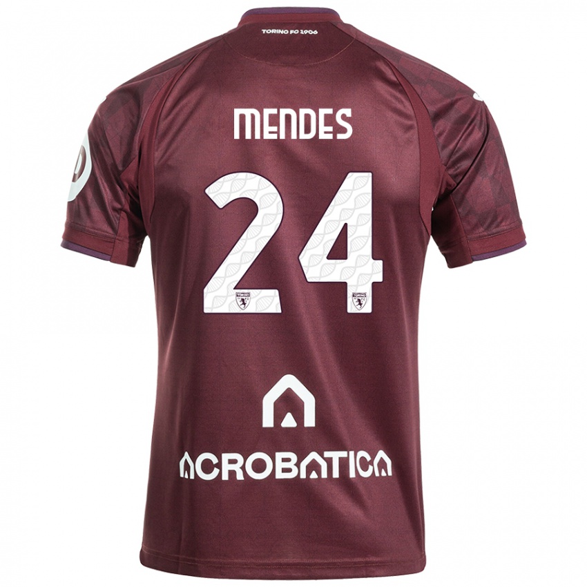 Uomo Maglia Rodrigo Mendes #24 Marrone Bianco Kit Gara Home 2024/25 Maglietta