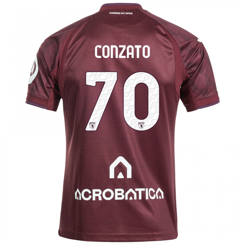 Uomo Maglia Filippo Conzato #70 Marrone Bianco Kit Gara Home 2024/25 Maglietta