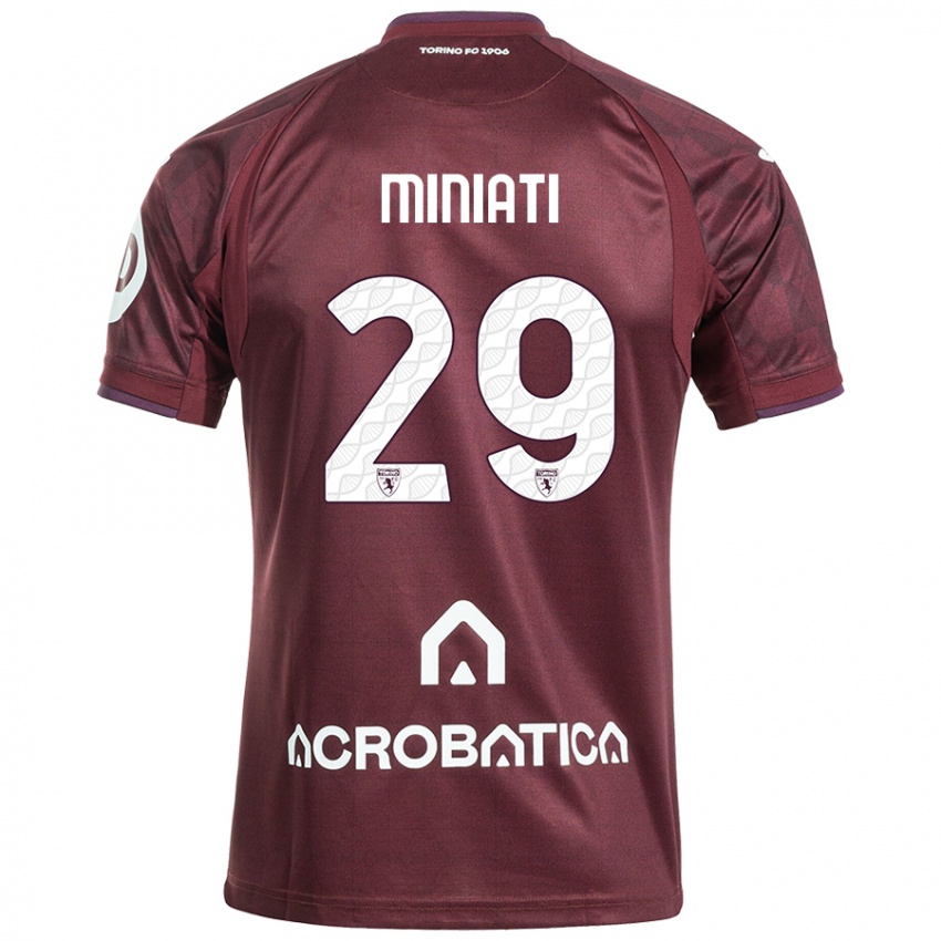 Uomo Maglia Elisa Miniati #29 Marrone Bianco Kit Gara Home 2024/25 Maglietta