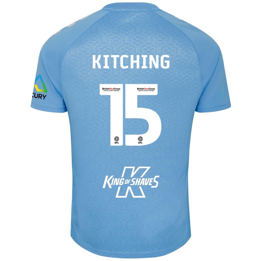 Uomo Maglia Liam Kitching #15 Blu Bianco Kit Gara Home 2024/25 Maglietta