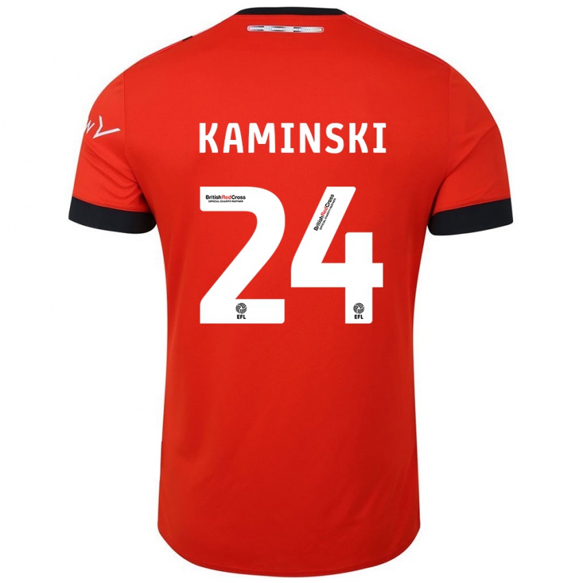 Uomo Maglia Thomas Kaminski #24 Arancione Nero Kit Gara Home 2024/25 Maglietta