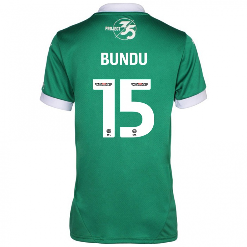 Uomo Maglia Mustapha Bundu #15 Verde Bianco Kit Gara Home 2024/25 Maglietta