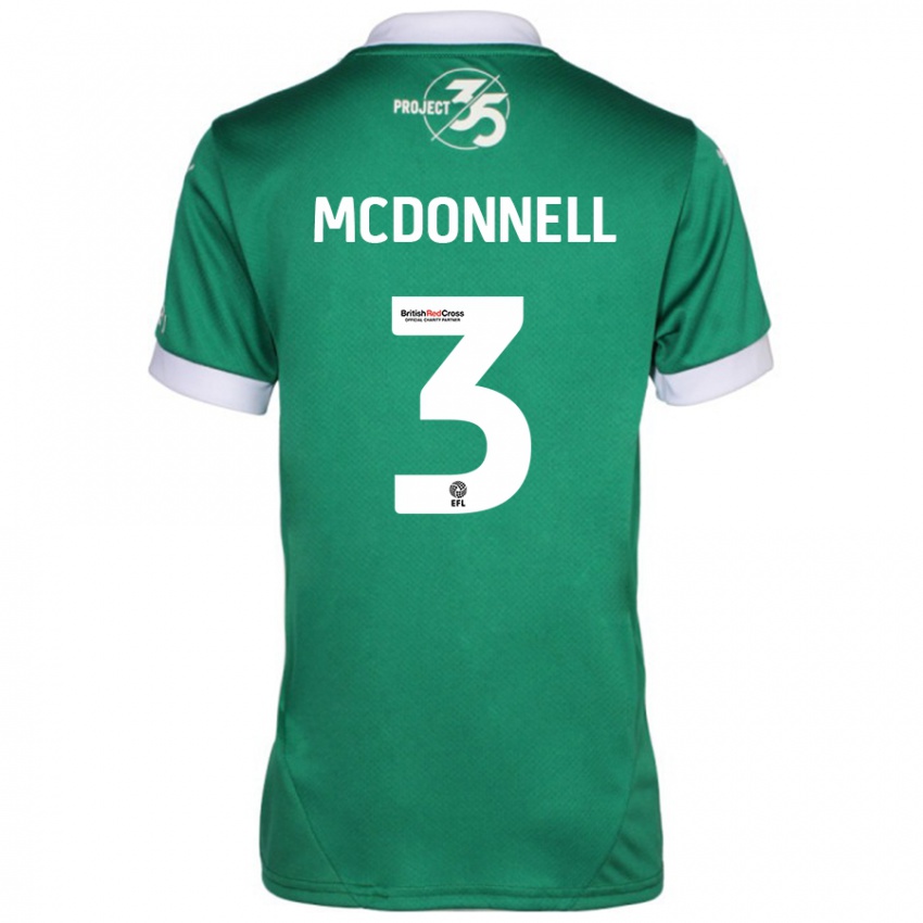 Uomo Maglia Rosie Mcdonnell #3 Verde Bianco Kit Gara Home 2024/25 Maglietta