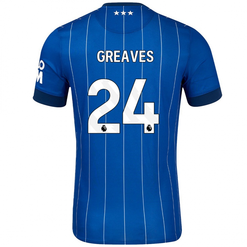 Uomo Maglia Jacob Greaves #24 Blu Navy Kit Gara Home 2024/25 Maglietta