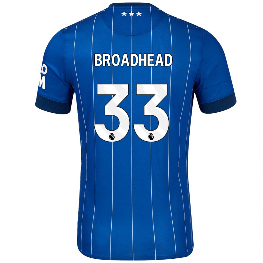 Uomo Maglia Nathan Broadhead #33 Blu Navy Kit Gara Home 2024/25 Maglietta