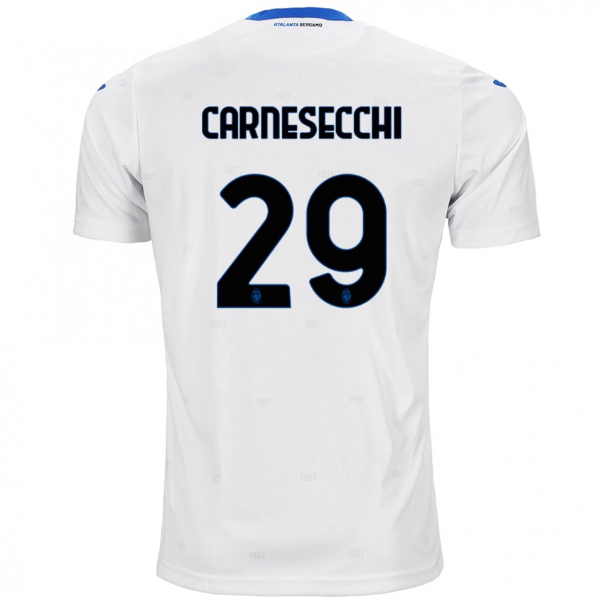 Uomo Maglia Marco Carnesecchi #29 Bianco Kit Gara Away 2024/25 Maglietta