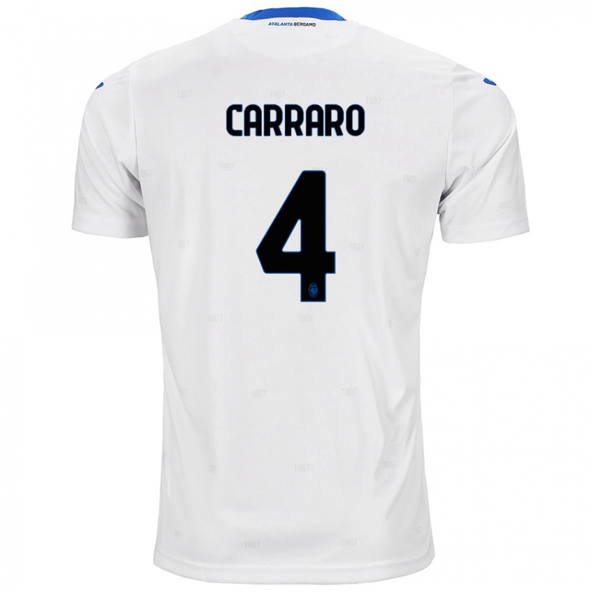 Uomo Maglia Marco Carraro #4 Bianco Kit Gara Away 2024/25 Maglietta