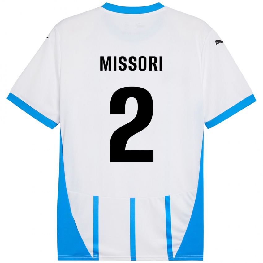 Uomo Maglia Filippo Missori #2 Bianco Blu Kit Gara Away 2024/25 Maglietta