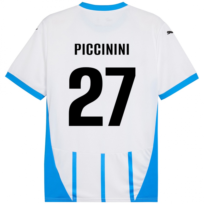 Uomo Maglia Stefano Piccinini #27 Bianco Blu Kit Gara Away 2024/25 Maglietta