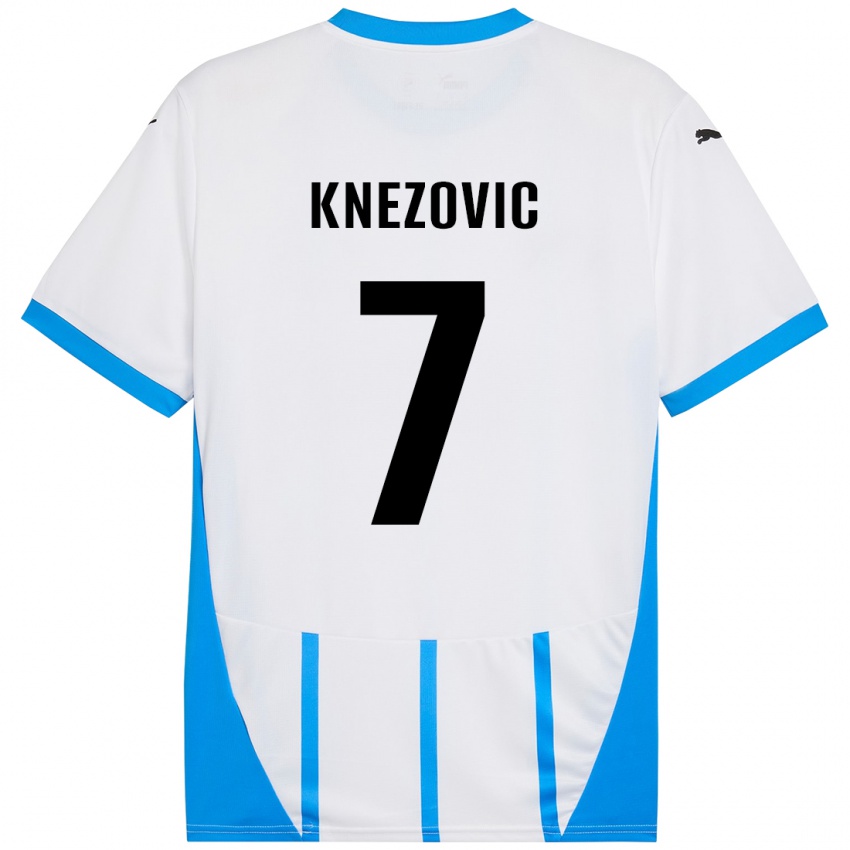 Uomo Maglia Borna Knezovic #7 Bianco Blu Kit Gara Away 2024/25 Maglietta