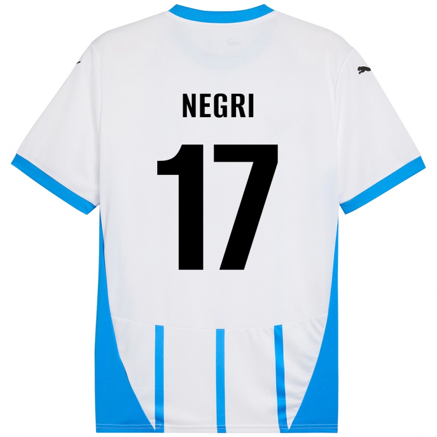 Uomo Maglia Gabriele Negri #17 Bianco Blu Kit Gara Away 2024/25 Maglietta