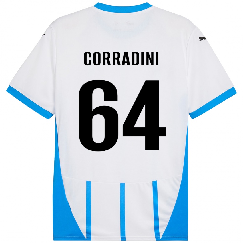 Uomo Maglia Francesco Corradini #64 Bianco Blu Kit Gara Away 2024/25 Maglietta