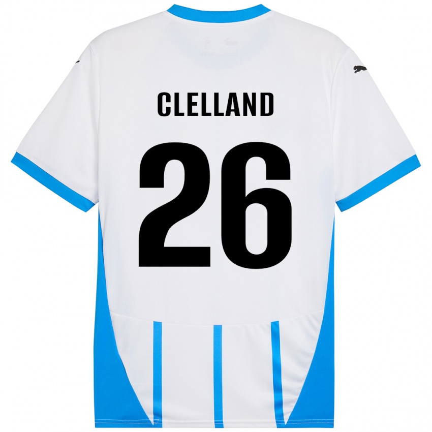 Uomo Maglia Lana Clelland #26 Bianco Blu Kit Gara Away 2024/25 Maglietta