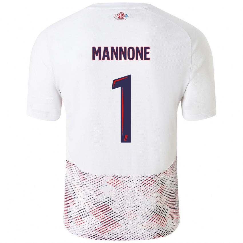 Uomo Maglia Vito Mannone #1 Bianco Blu Reale Kit Gara Away 2024/25 Maglietta