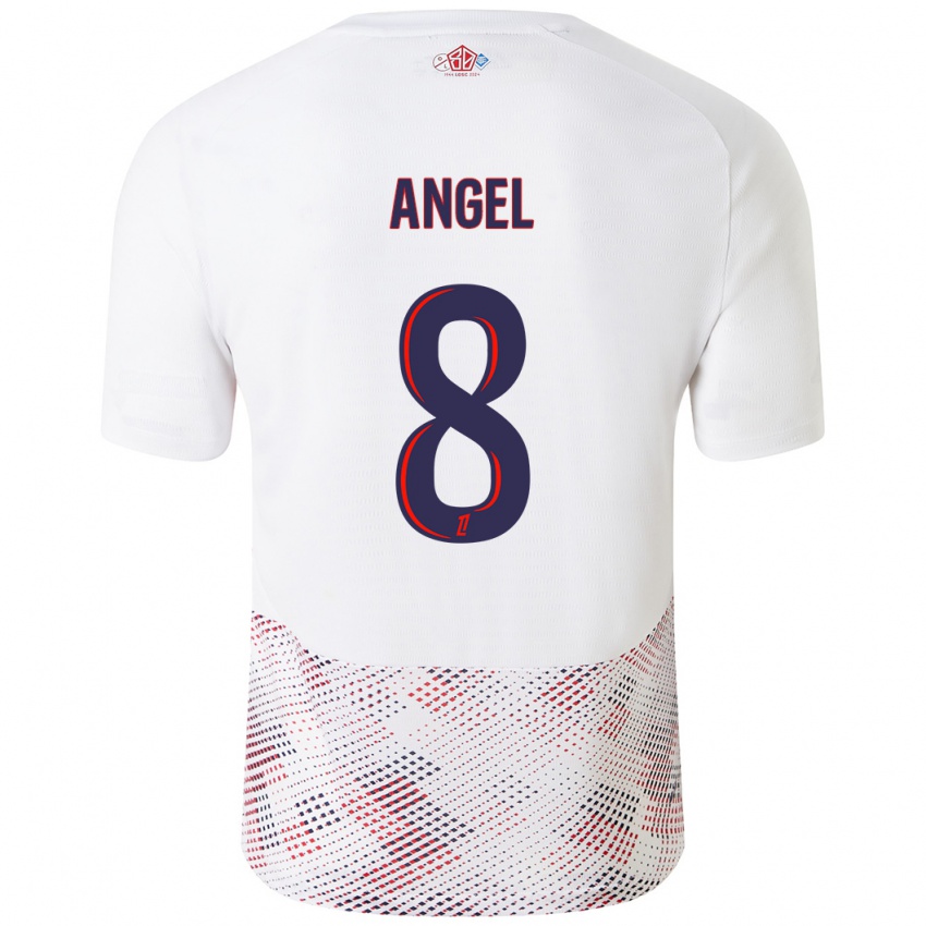 Uomo Maglia Angel Gomes #8 Bianco Blu Reale Kit Gara Away 2024/25 Maglietta