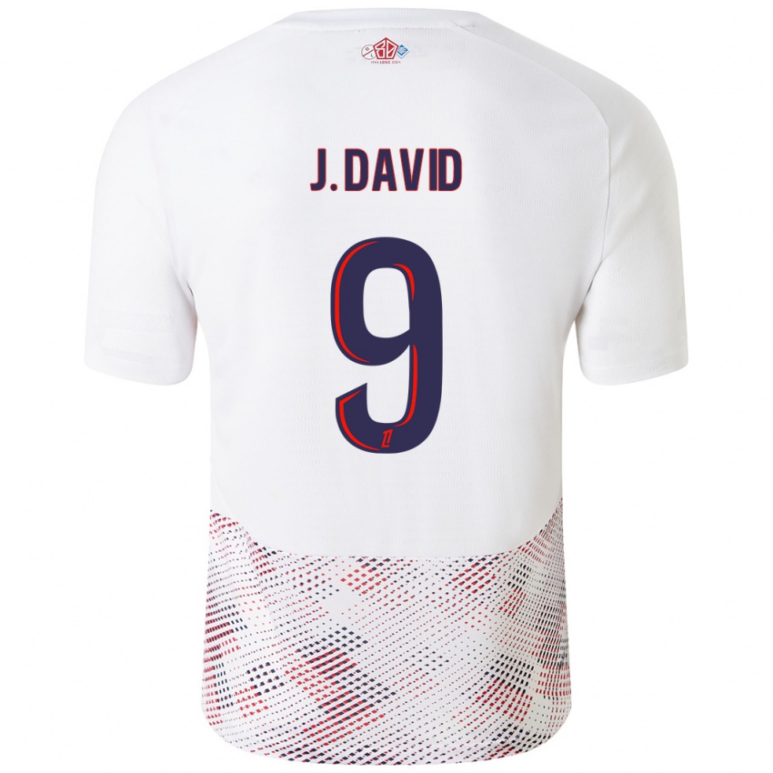 Uomo Maglia Jonathan David #9 Bianco Blu Reale Kit Gara Away 2024/25 Maglietta